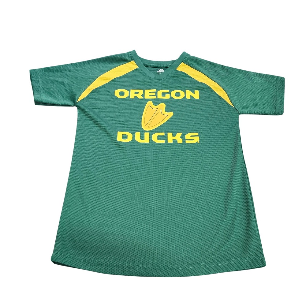 OREGON DUCKS YOUTH L GREEN NCAA SHORT SLEEVE MESH TEE TEAM ATHLETICS EUC
